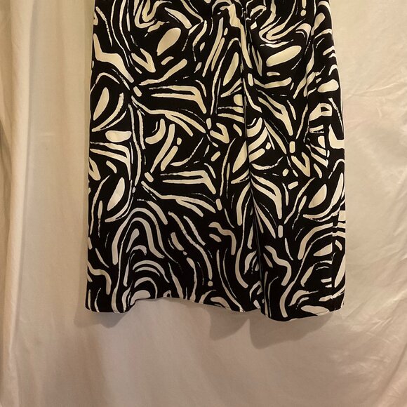 Nine West Women's Abstract Brush (black/cream) Side Ruched Midi Skirt NWT - Picture 2 of 9